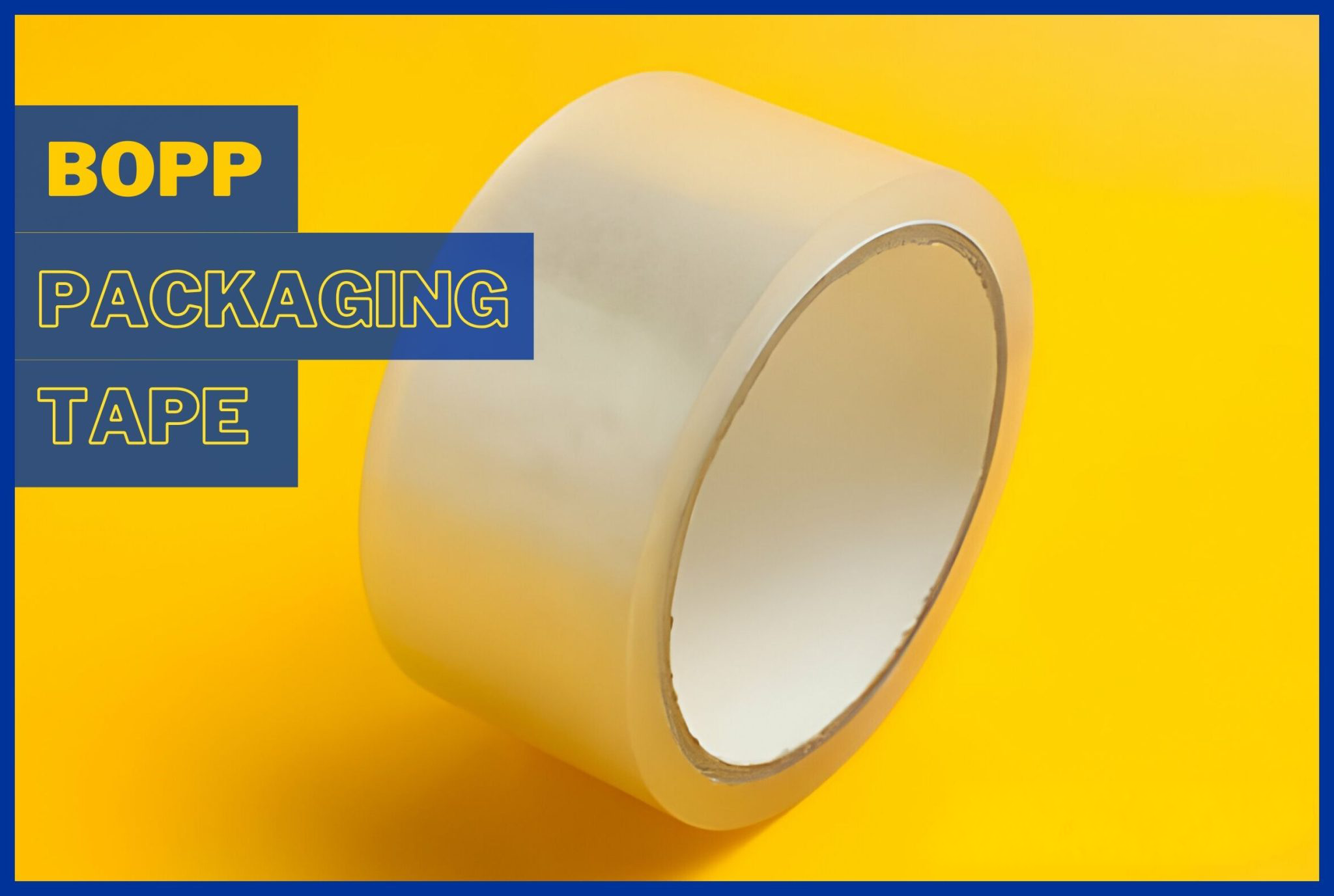 BOPP Packaging Tape - Clear roll on yellow background