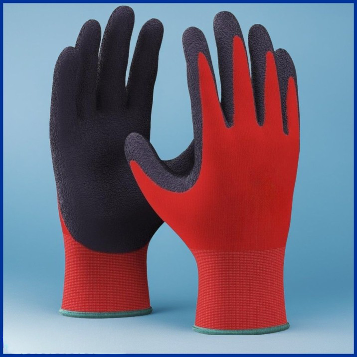 Natural latex coated work gloves